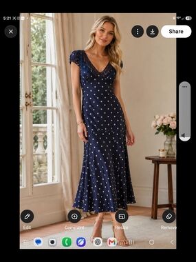 Jessica Navy & White Polka Dot Maxi Dress